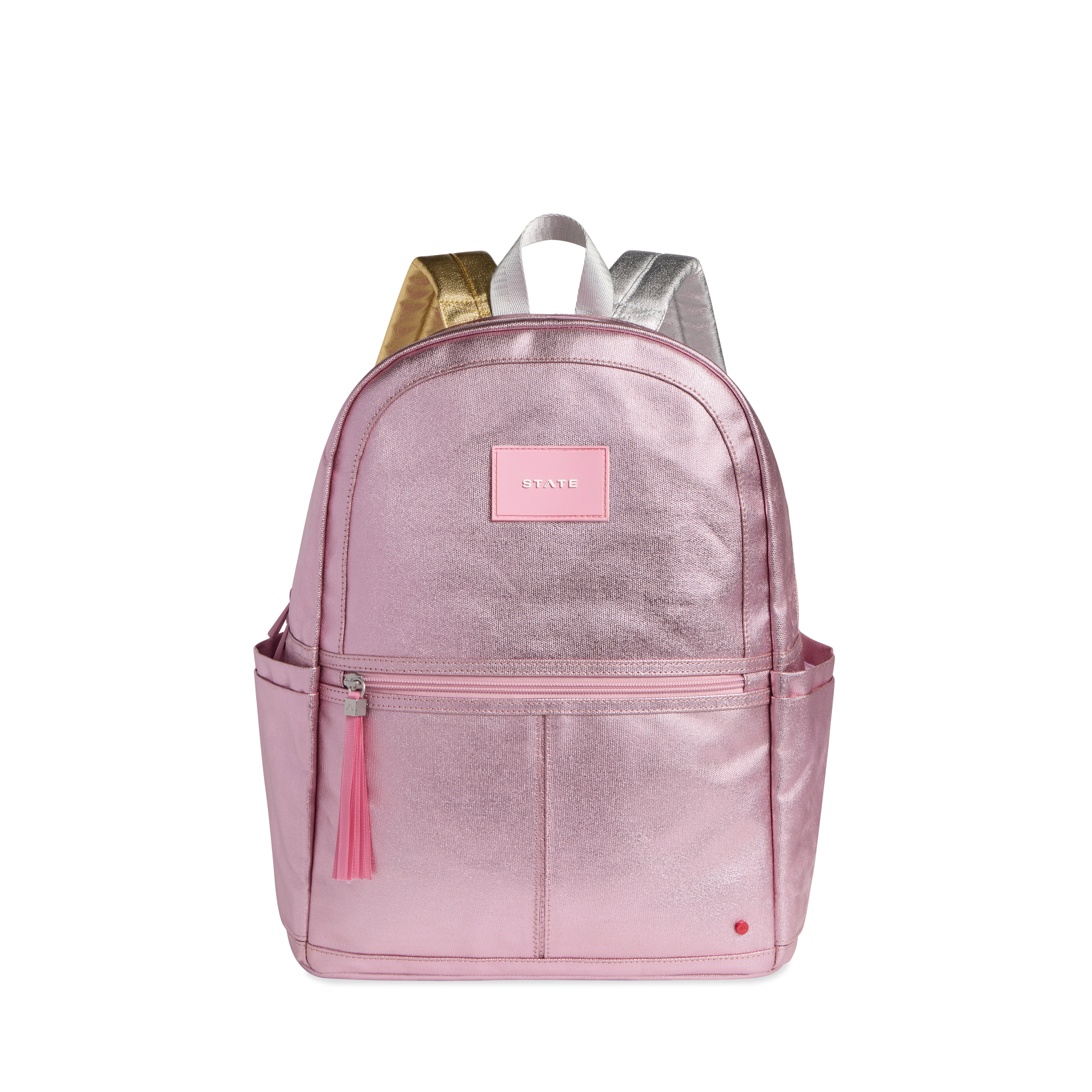 Recycled Double Pocket Backpack Medium in Rose Gold/Silver, Recycled Polyester by Quince
