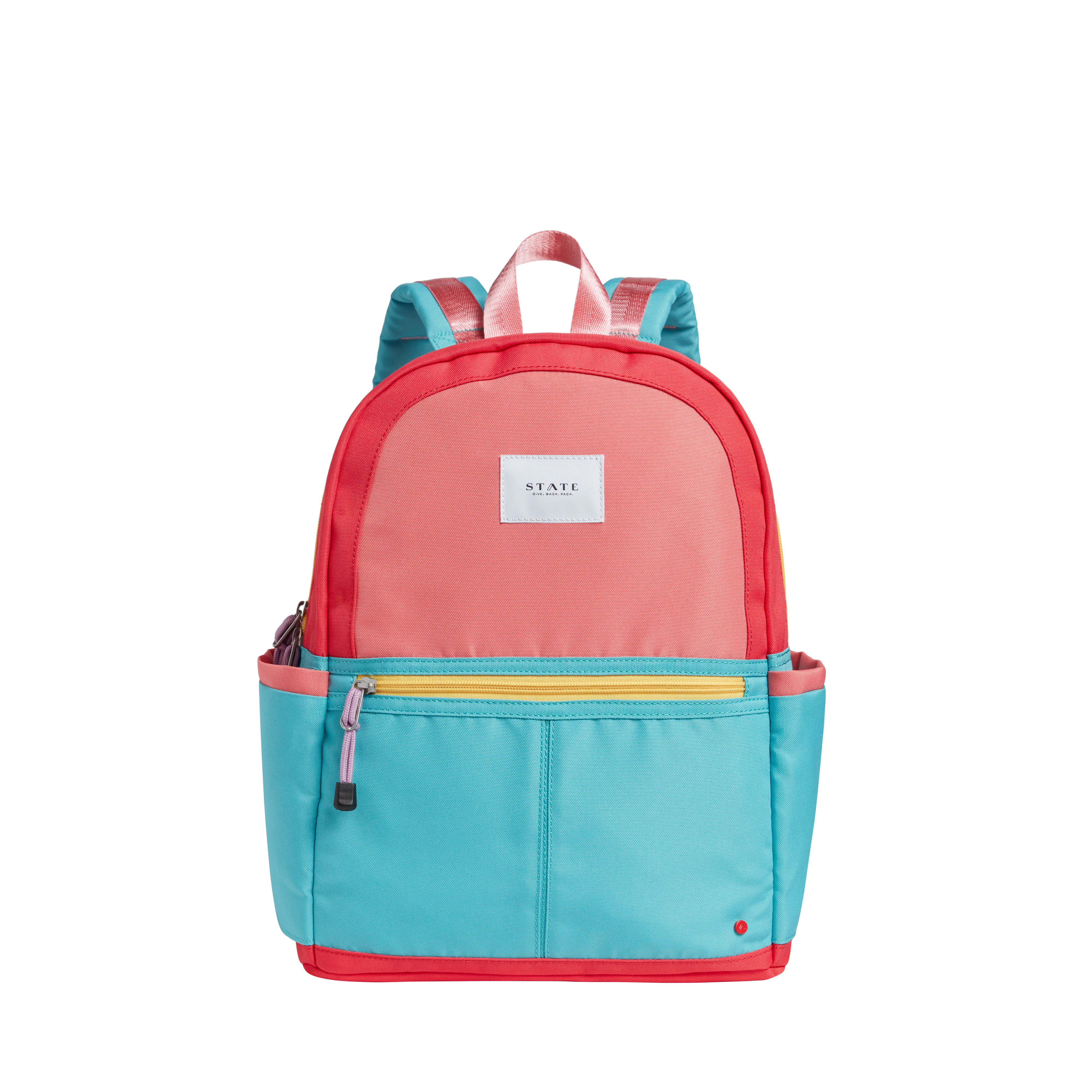 Colorblock Navy and Ochre Medium Kids Backpack with Side Pockets