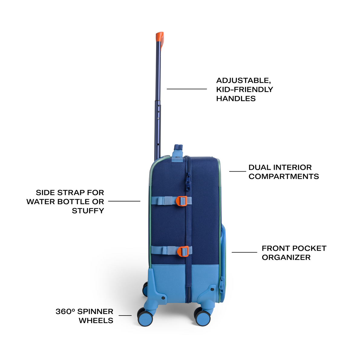 STATE Bags Logan Carry-On Suitcase Green/Blue/Orange Features View Click to Zoom