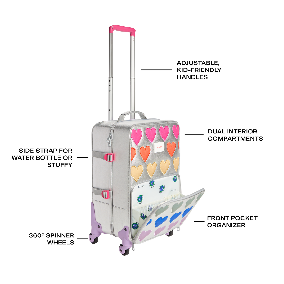 STATE Bags Logan Carry-On Suitcase Bolt Features Call Out
