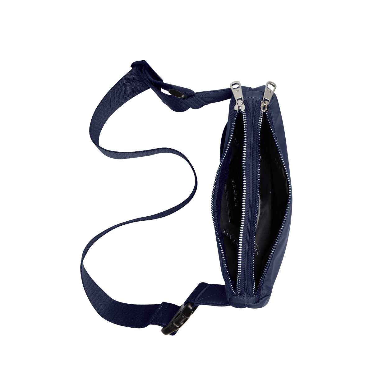 STATE Bags Lorimer Fanny Pack Dark Navy Interior View Click to Zoom