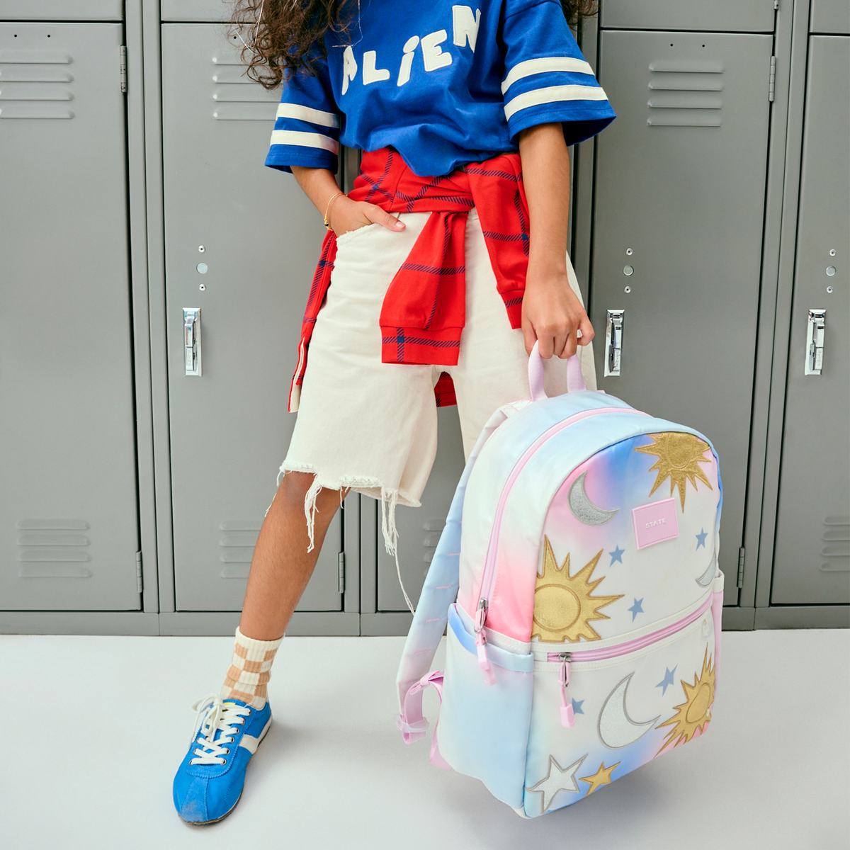 girl wearing Kane Backpack Celestial
