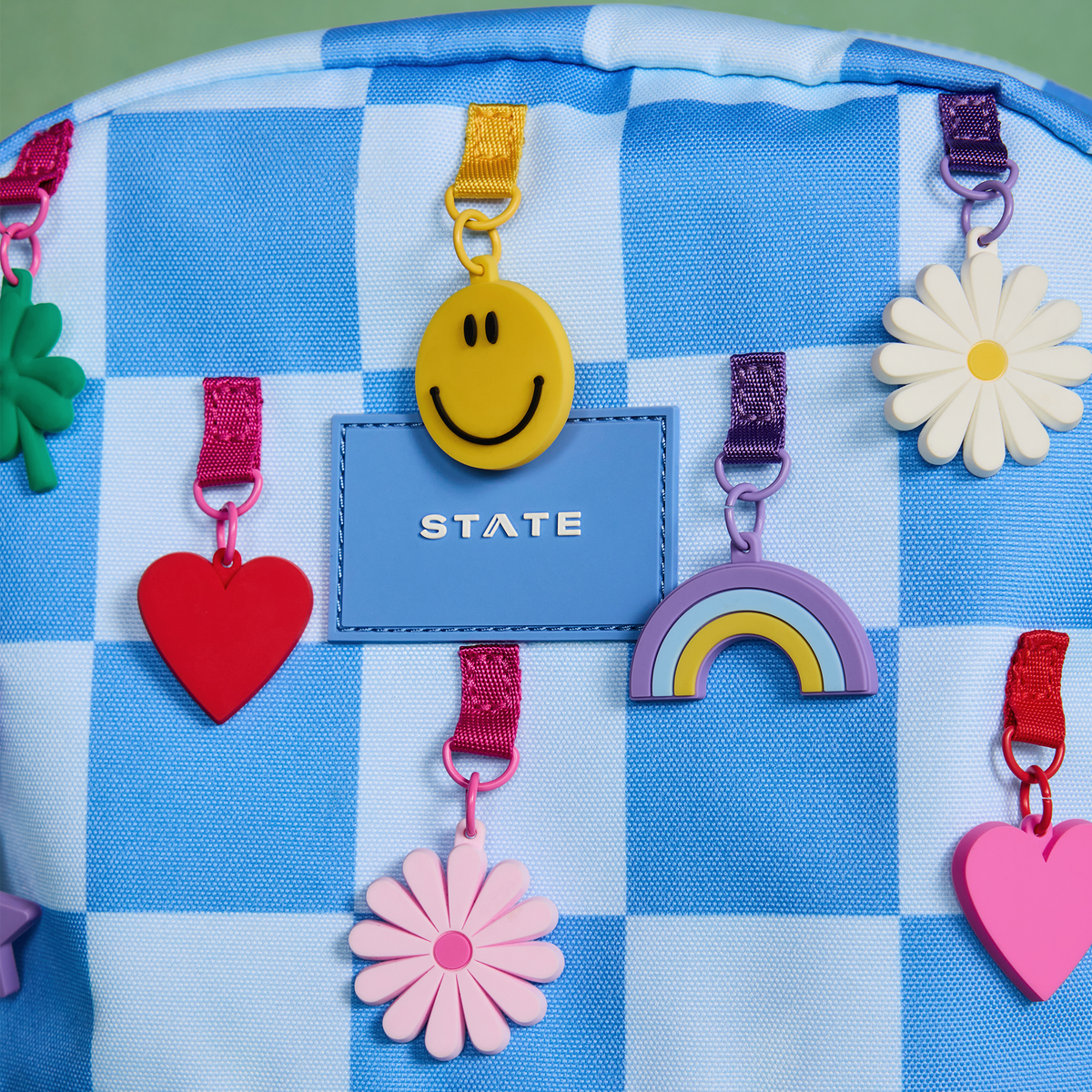 Kane Backpack charms blue check
