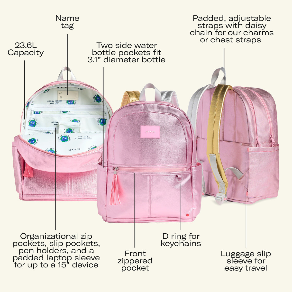 Kane Double Pocket Backpack features