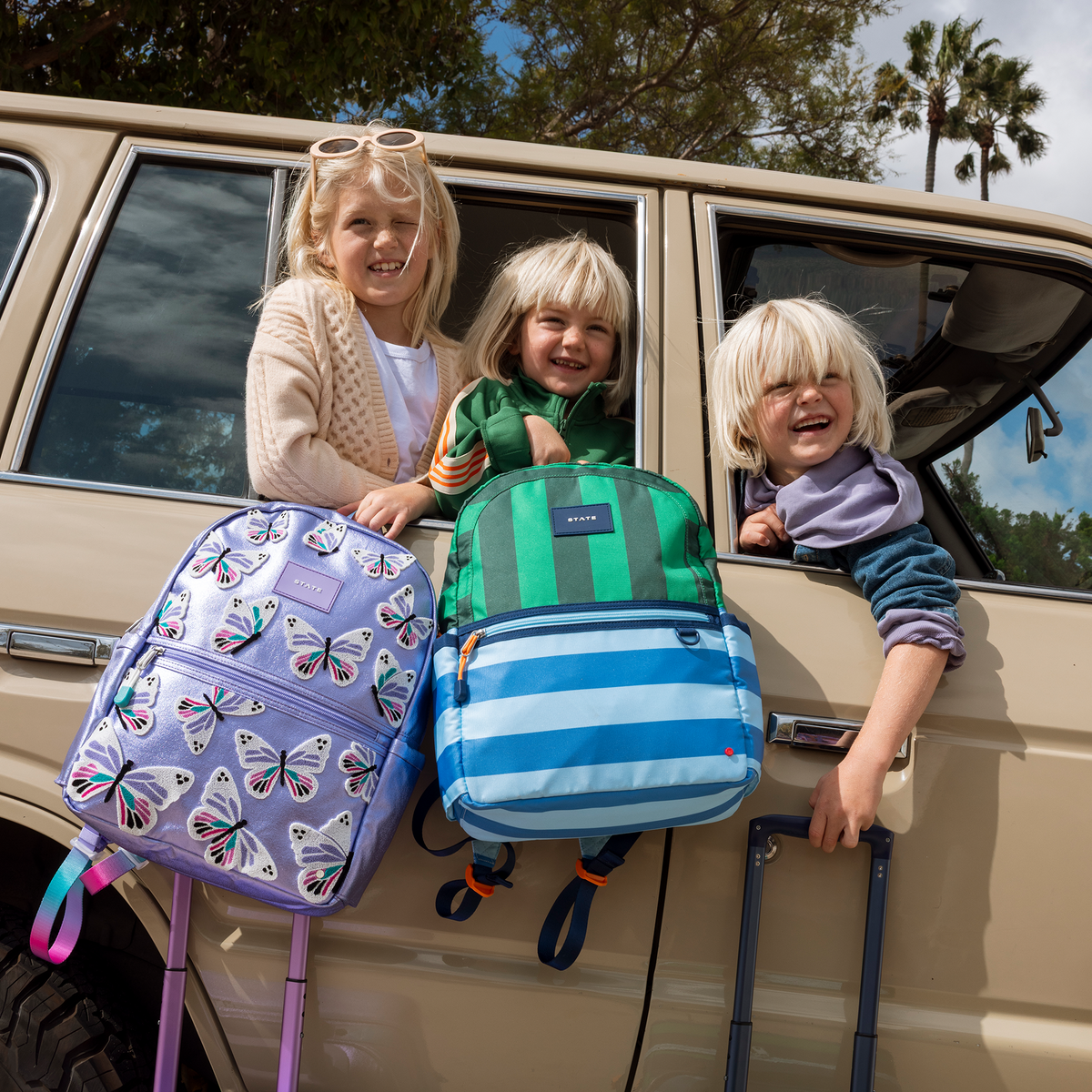 kids holding STATE Bags Kane Backpack Stripes Click to Zoom