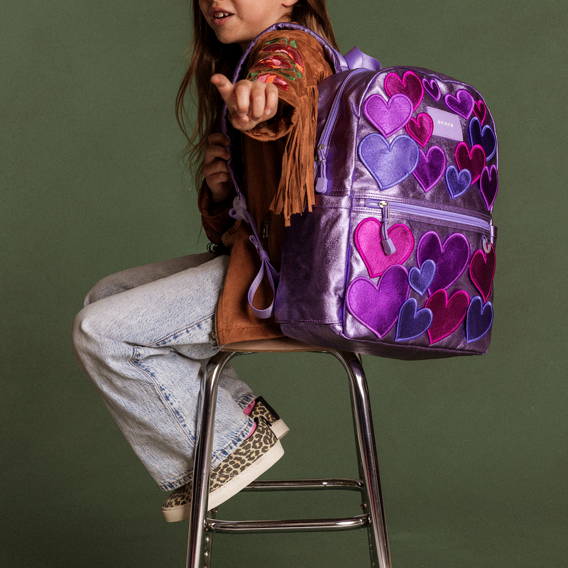 STATE Bags | Kane Kids Travel Backpack Metallic 3D Hearts | Back to ...