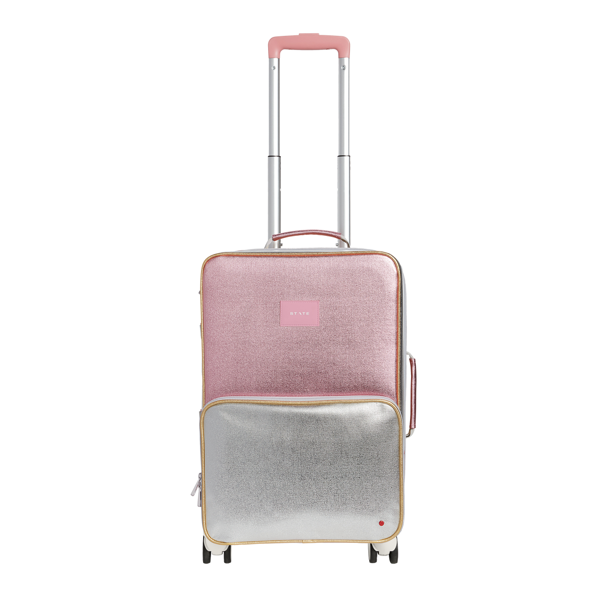 STATE Bags Logan Carry-On Suitcase Pink/Silver Front View Click to Zoom