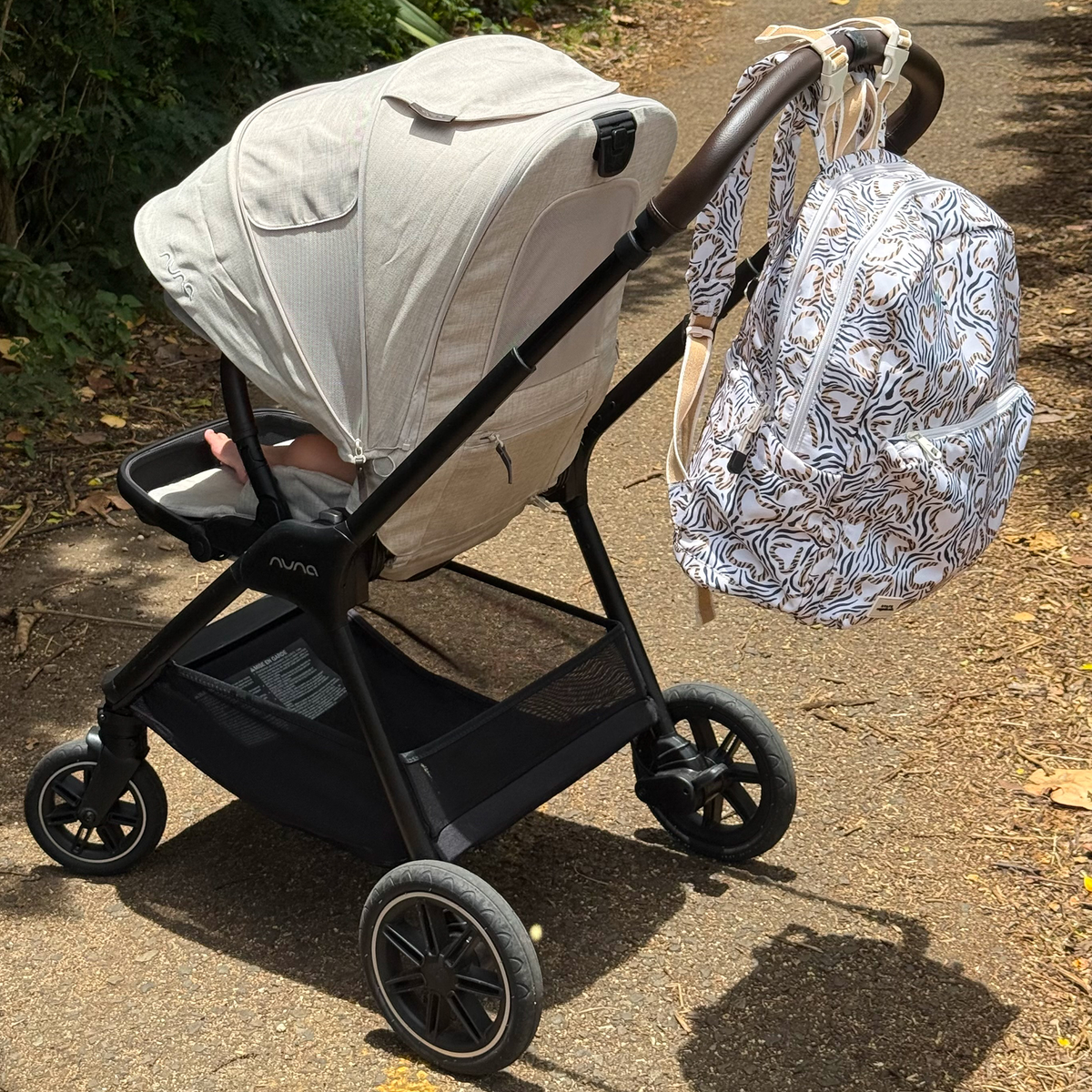 stroller with STATE x MagneticMe Lorimer Diaper Bag on
