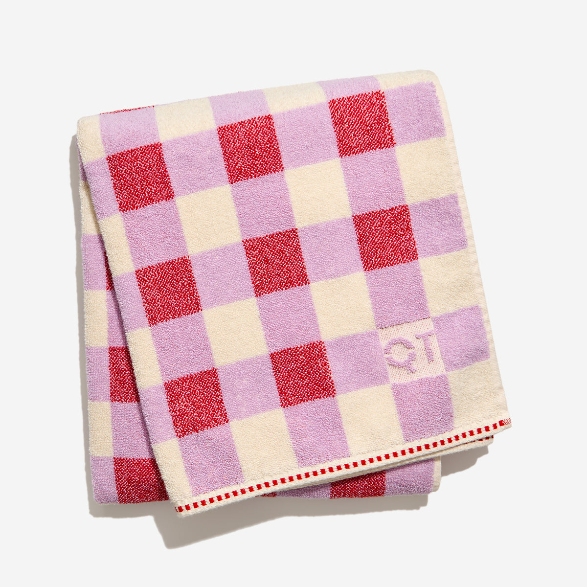 Quiet Town Tam Towel Cherry Front View Click to Zoom
