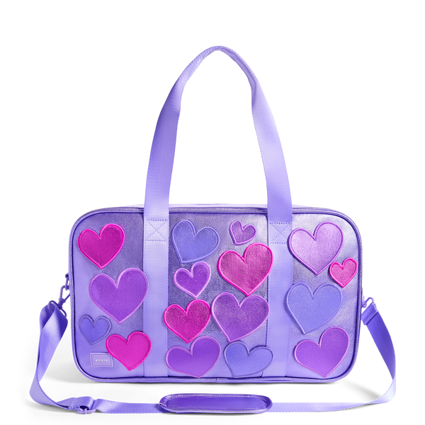 STATE Bags | Rockaway Duffle Metallic 3D Hearts