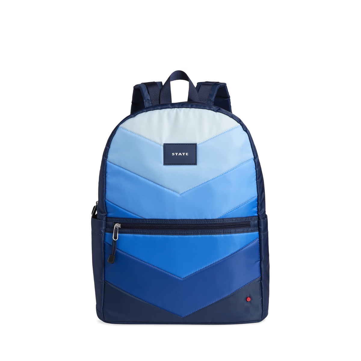 state bags kane kids large backpack nylon blue chevron puffer front view click to zoom
