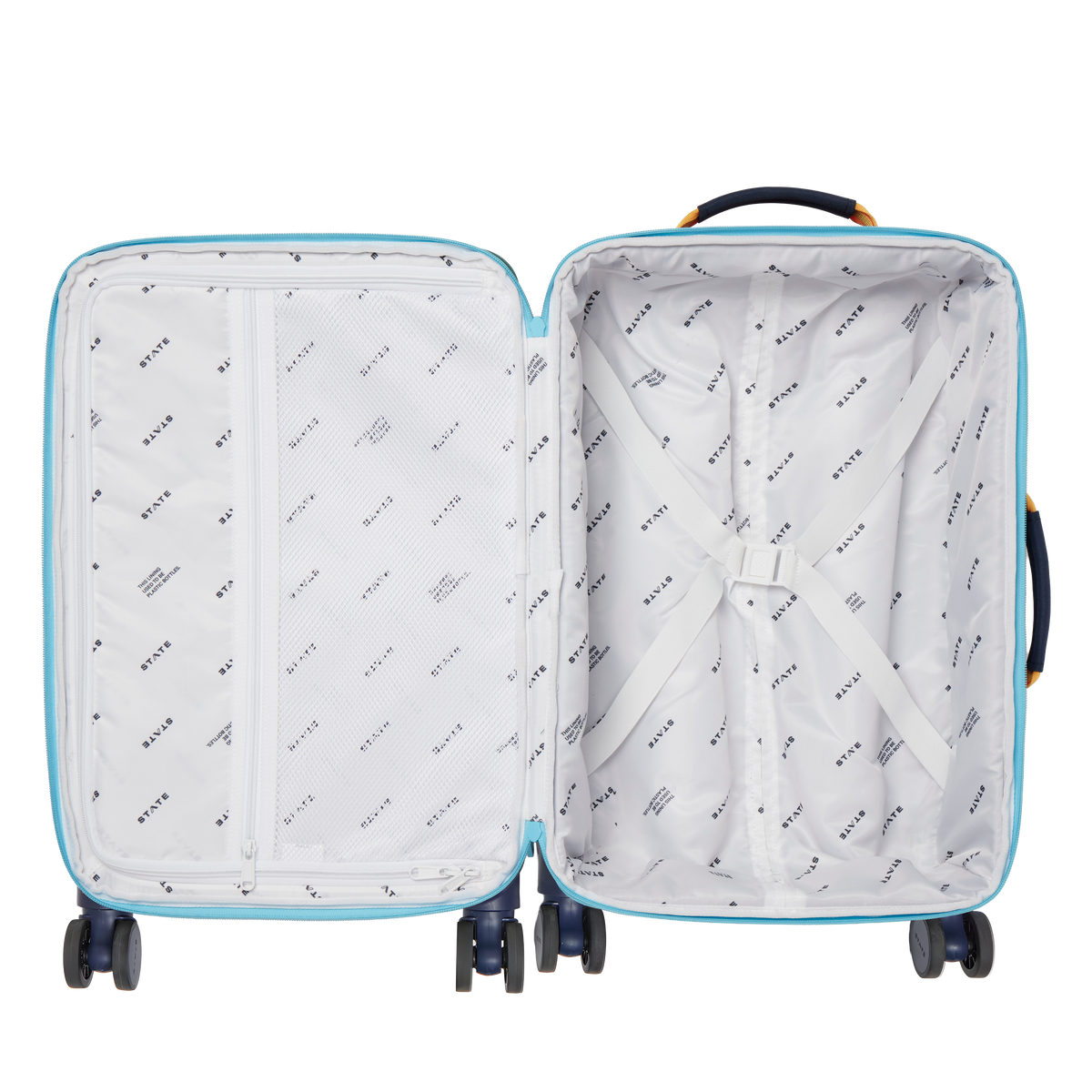 STATE Bags Product image of STATE Bags Logan Luggage green/navy including interior view click to zoom