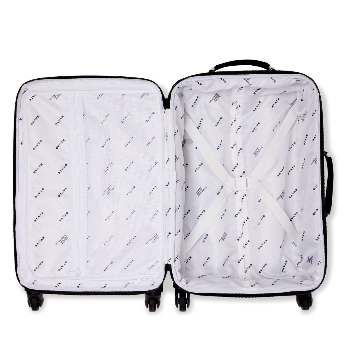 STATE Bags Logan Suitcase Printed Canvas Bolt Interior Overhead View Click to Zoom