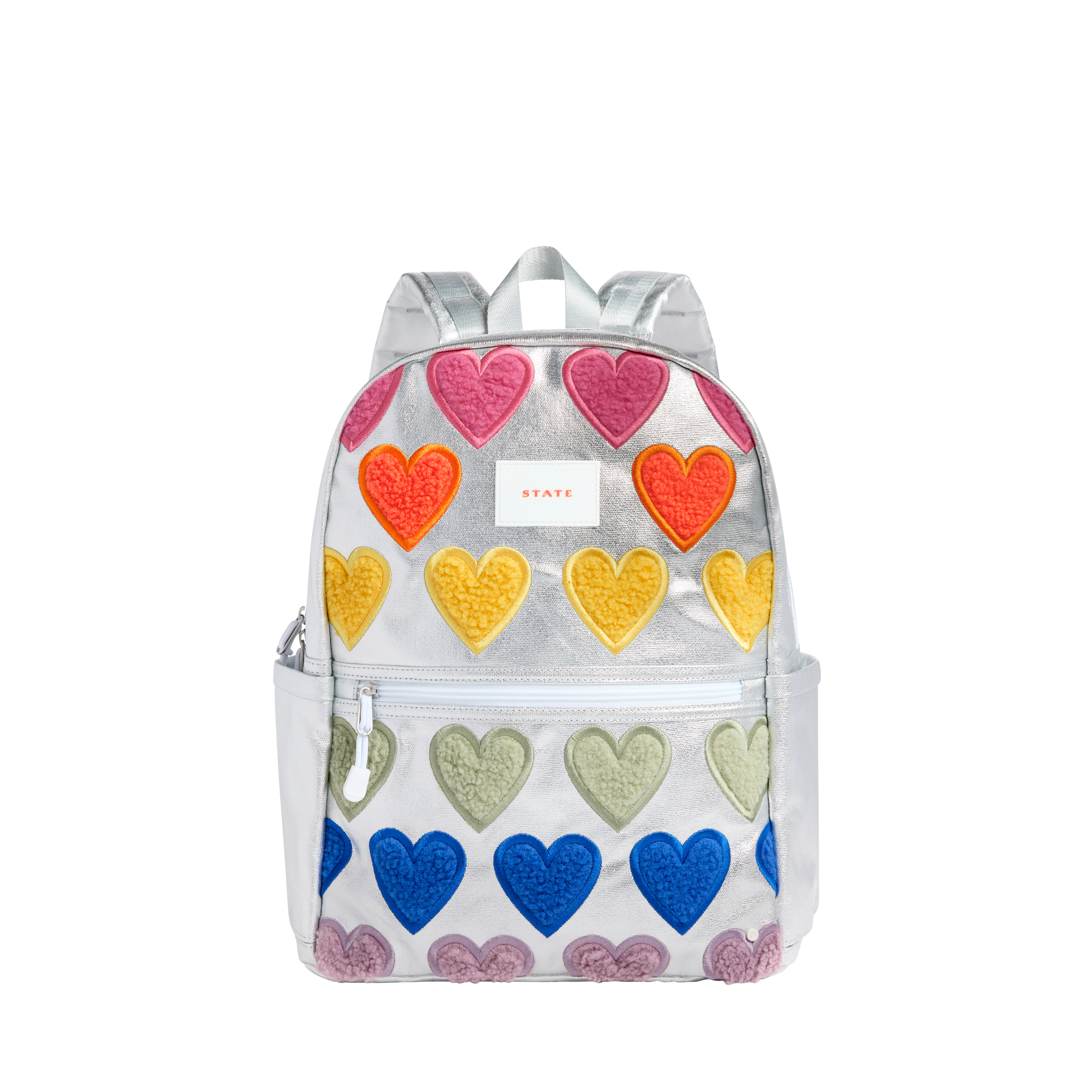 Kane Kids Travel Backpack Metallic Fuzzy Hearts | Back to School | Travel Backpack