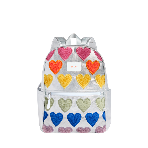Kane Kids Travel Backpack Metallic Fuzzy Hearts Back to School Travel Backpack STATE Bags