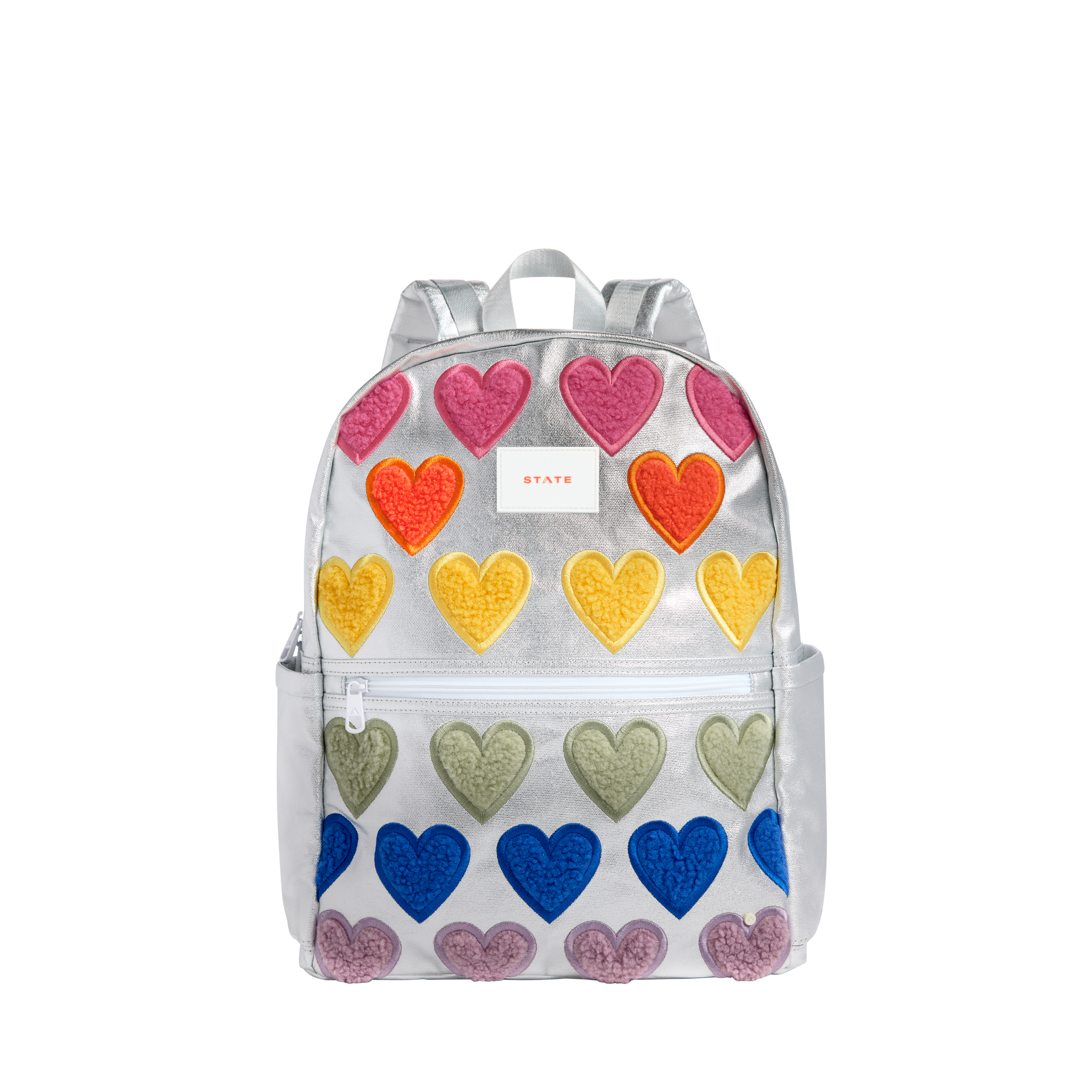 Kane Kids Large Backpack Metallic Fuzzy Hearts | Back to School Backpack | Travel Backpack