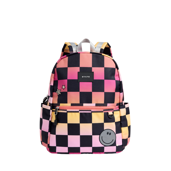 Pink checkerboard backpack hot sale