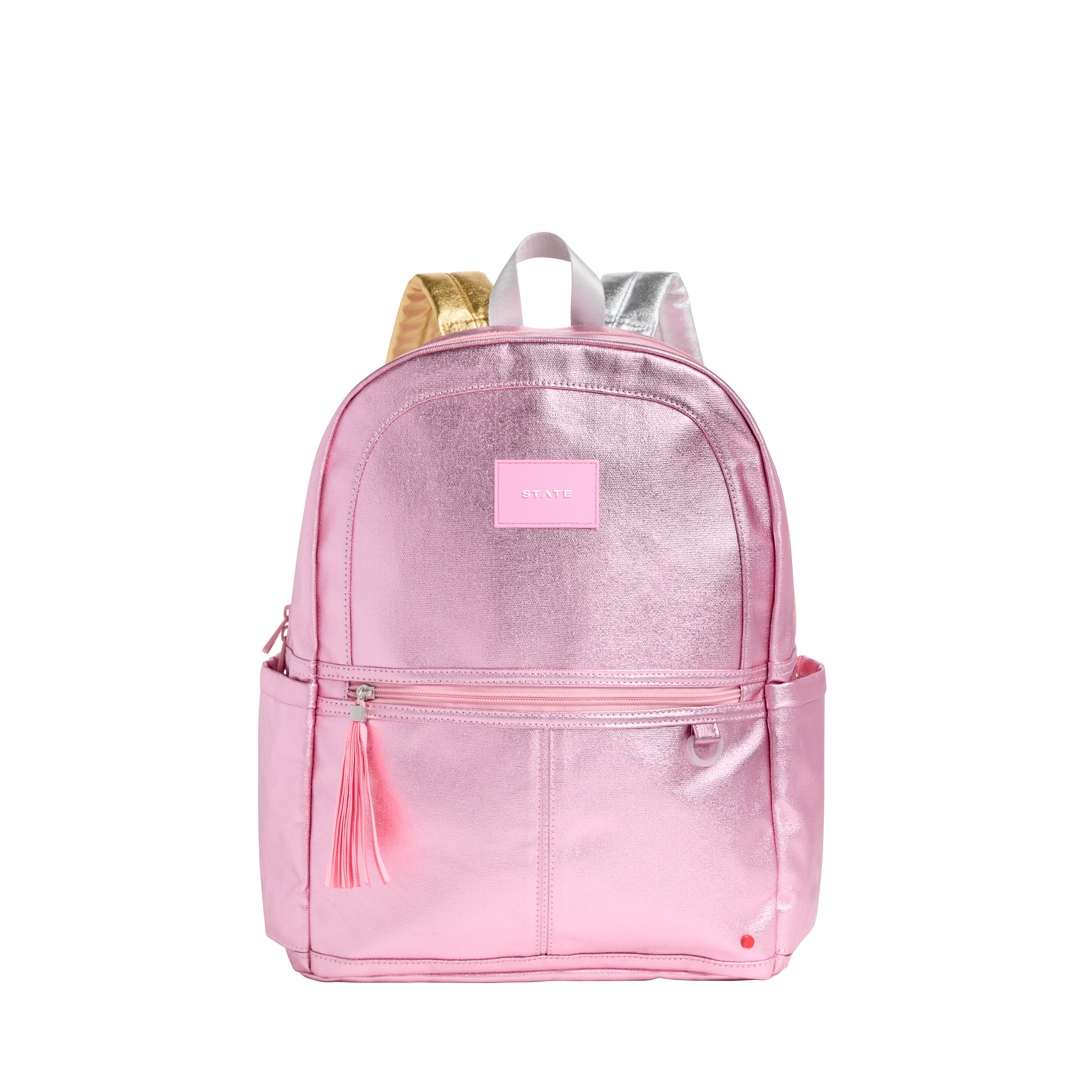 Kane Kids Double Pocket Backpack Metallic Pink/Silver