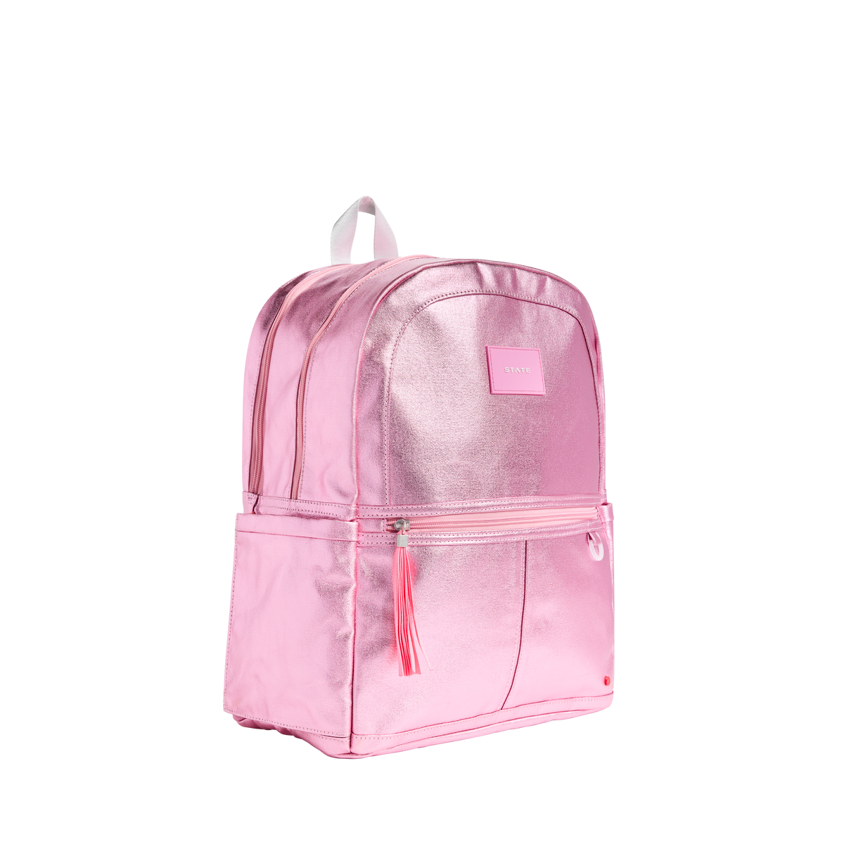 state bags kane kids double pocket backpack metallic pink/silver Side View click to zoom