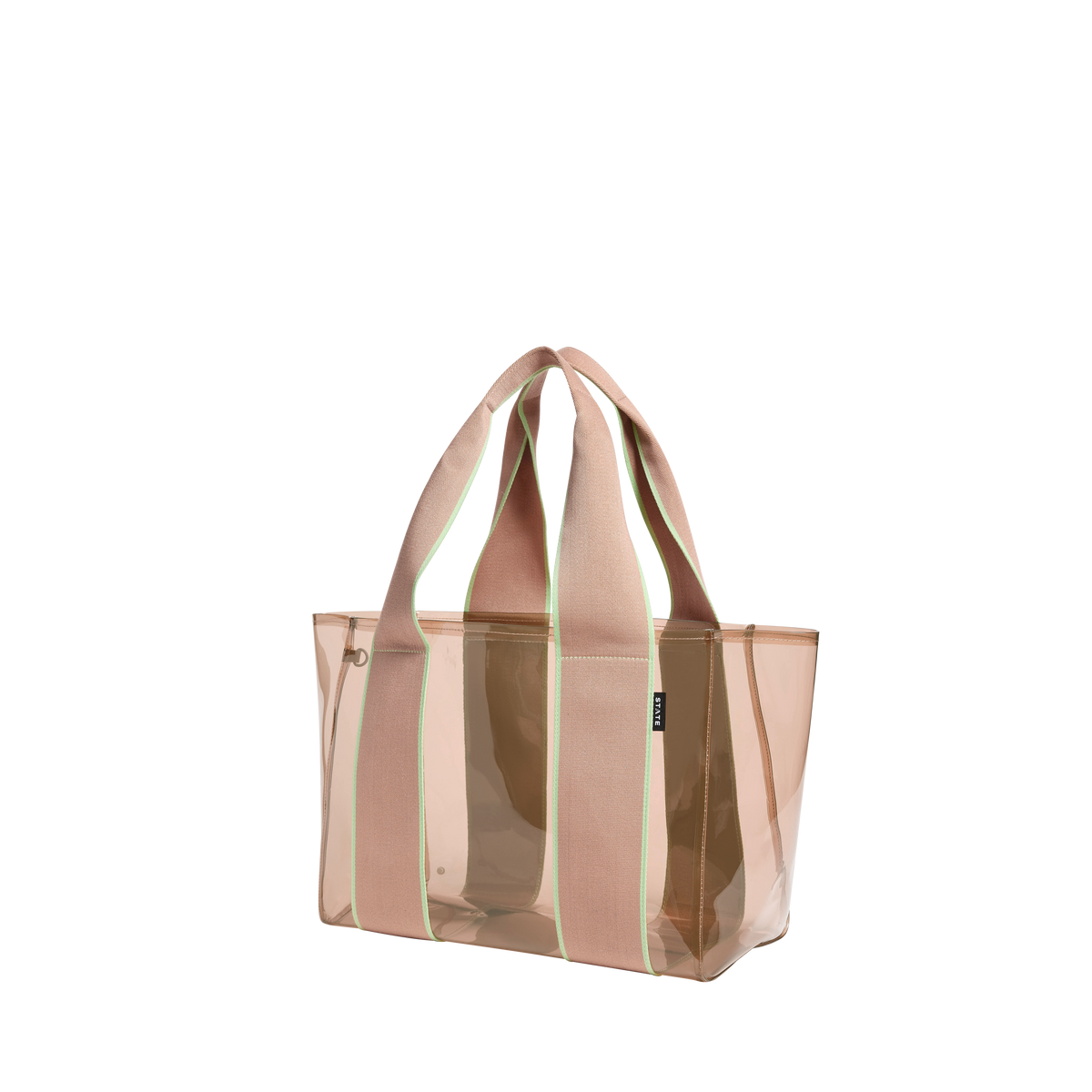 state bags Wellington cabana tote TPU latte side angle view click to zoom