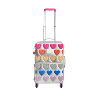State Bags Logan Suitcase Metallic Fuzzy Hearts Front View Click to Zoom