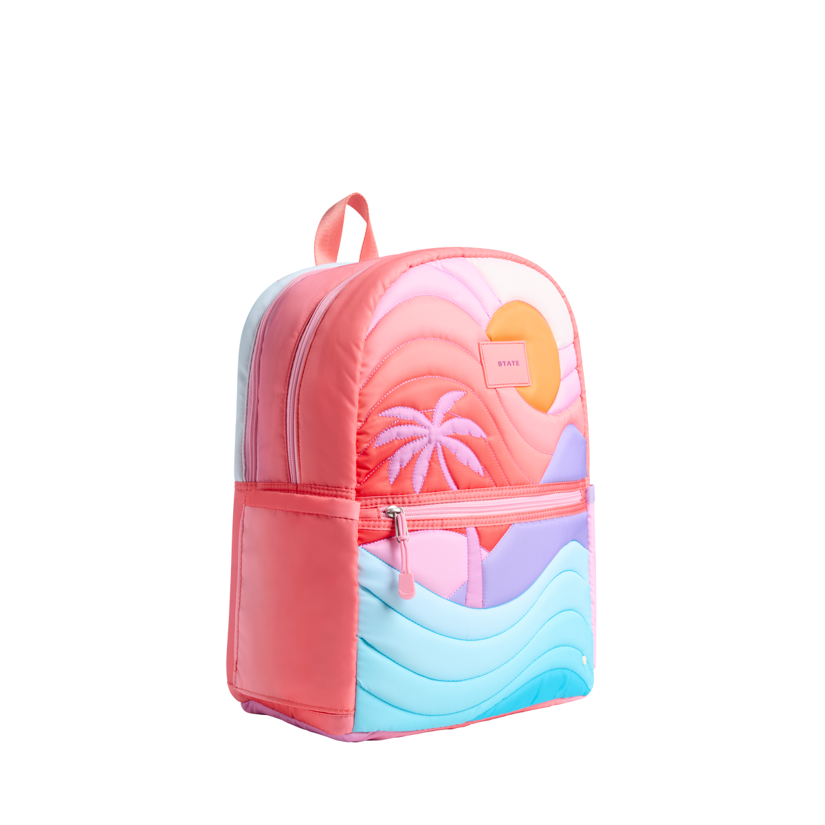 STATE Bags Kane Kids Double Pocket Backpack Nylon Puffer Sunset Front View Click to Zoom