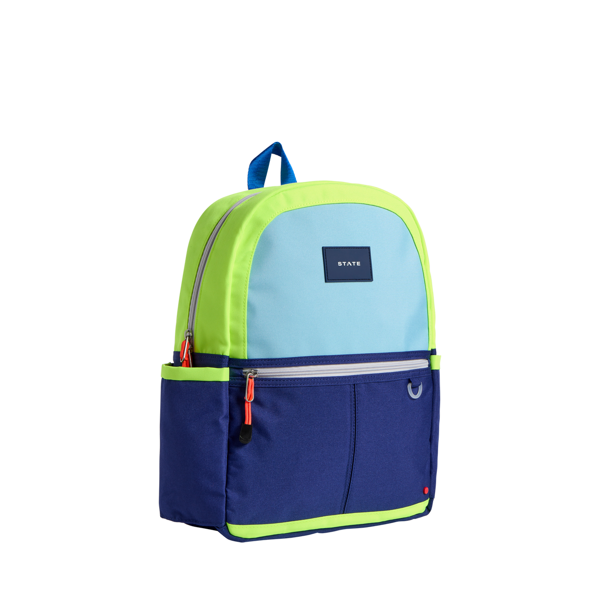 STATE Bags Kane Backpack Navy/Neon Side View Click to Zoom