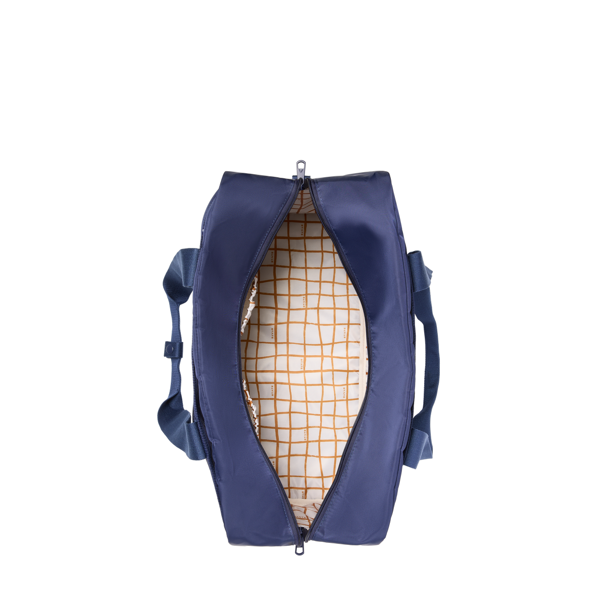 STATE Bags Wellington Weekender Nylon Navy Overhead View Click to Zoom