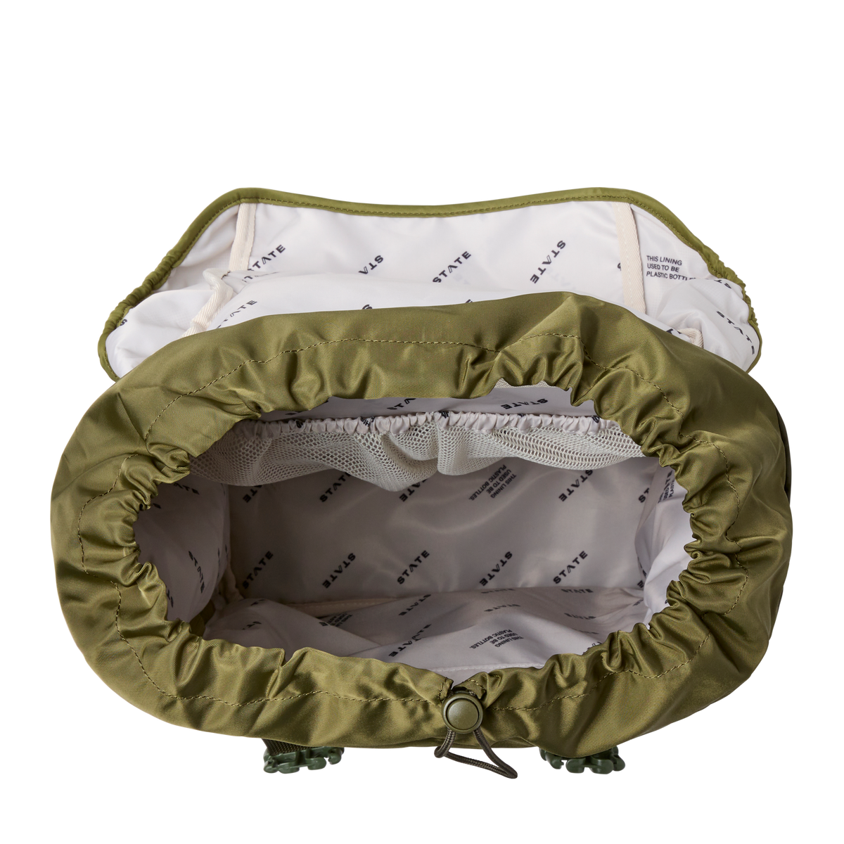 STATE Bags Grove Rucksack Nylon Olive Overhead View Click to Zoom