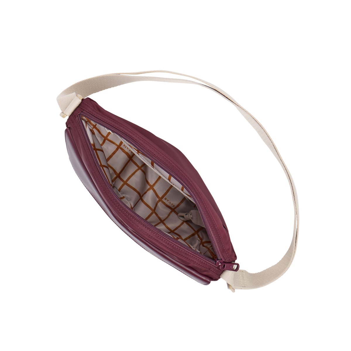 STATE Bags Willow Crossbody Burgundy Interior View Click to Zoom