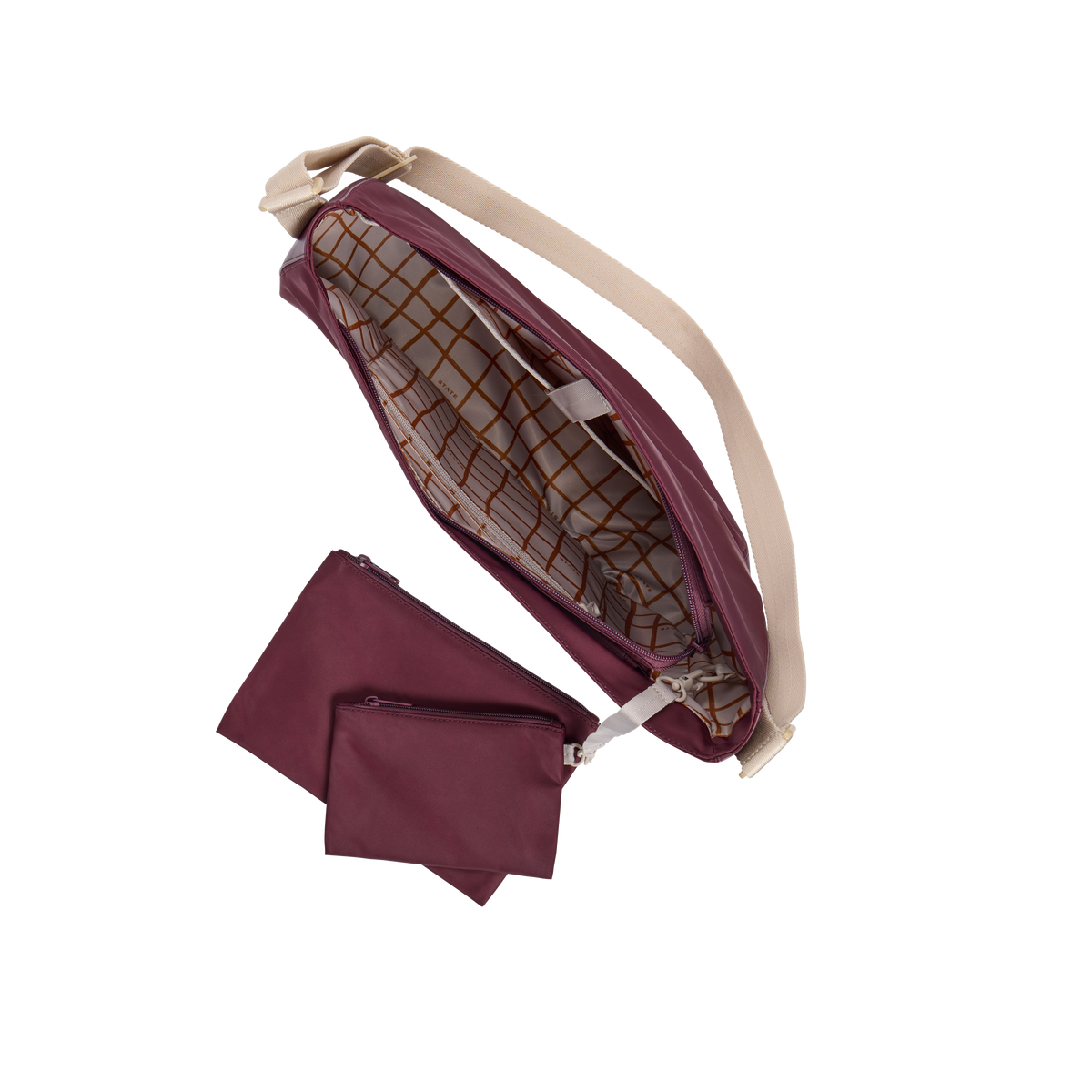 STATE Bags Luna Crossbody Burgundy Overhead Interior View Click to Zoom