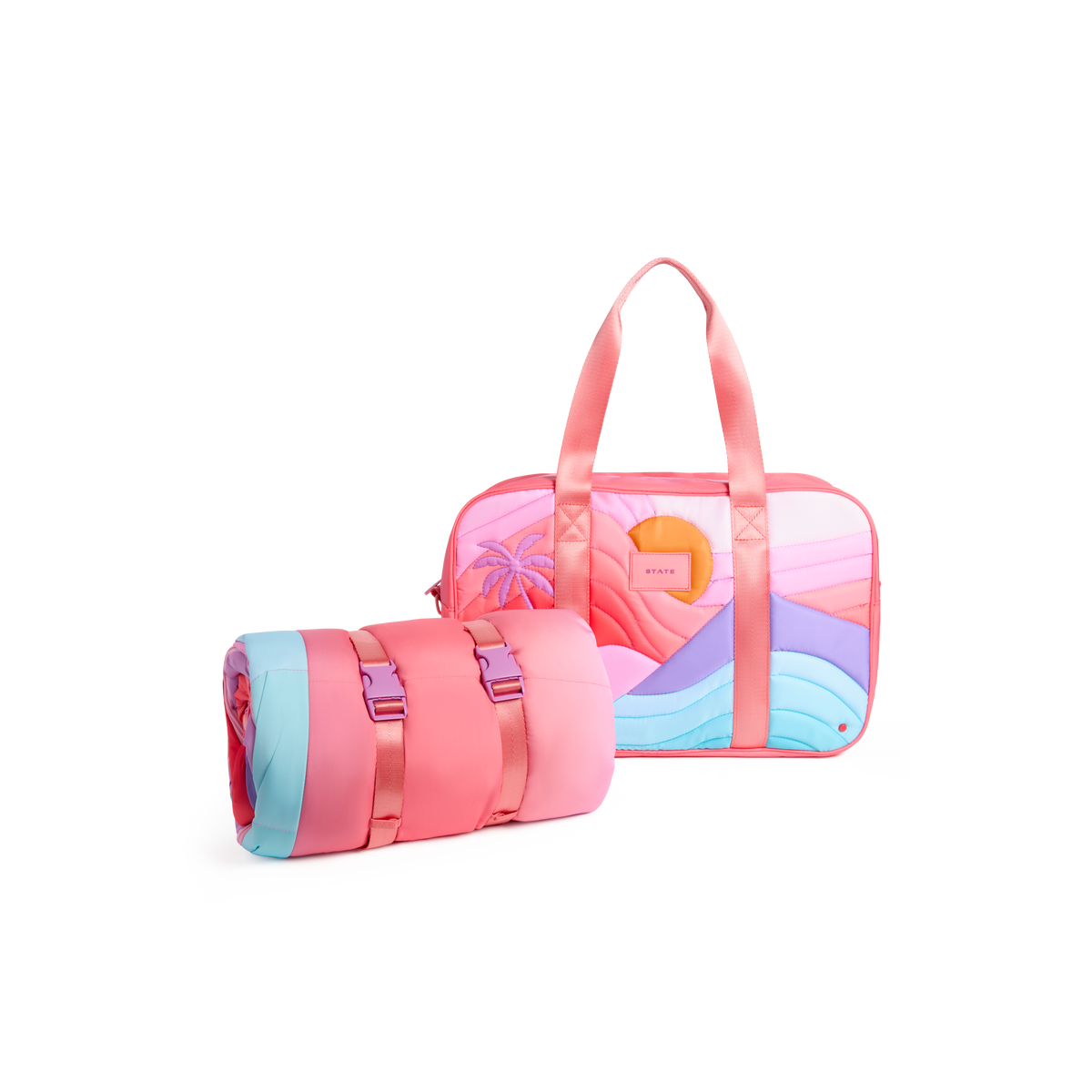 STATE Bags Redwood Sleeping Bag and Rockaway Sunset Front View Click to Zoom