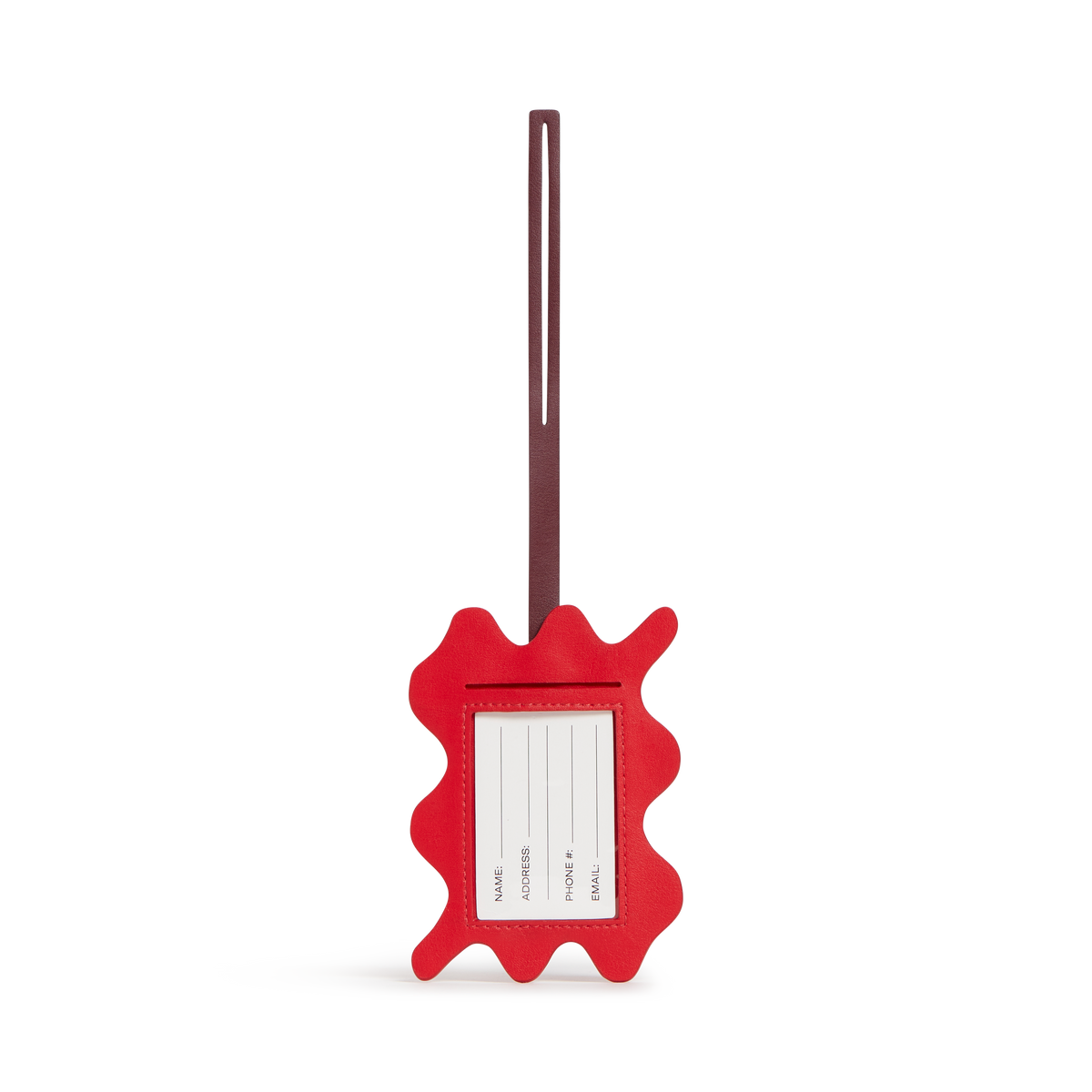 STATE Bags Squiggly Luggage Tag Red Front View Click to Zoom