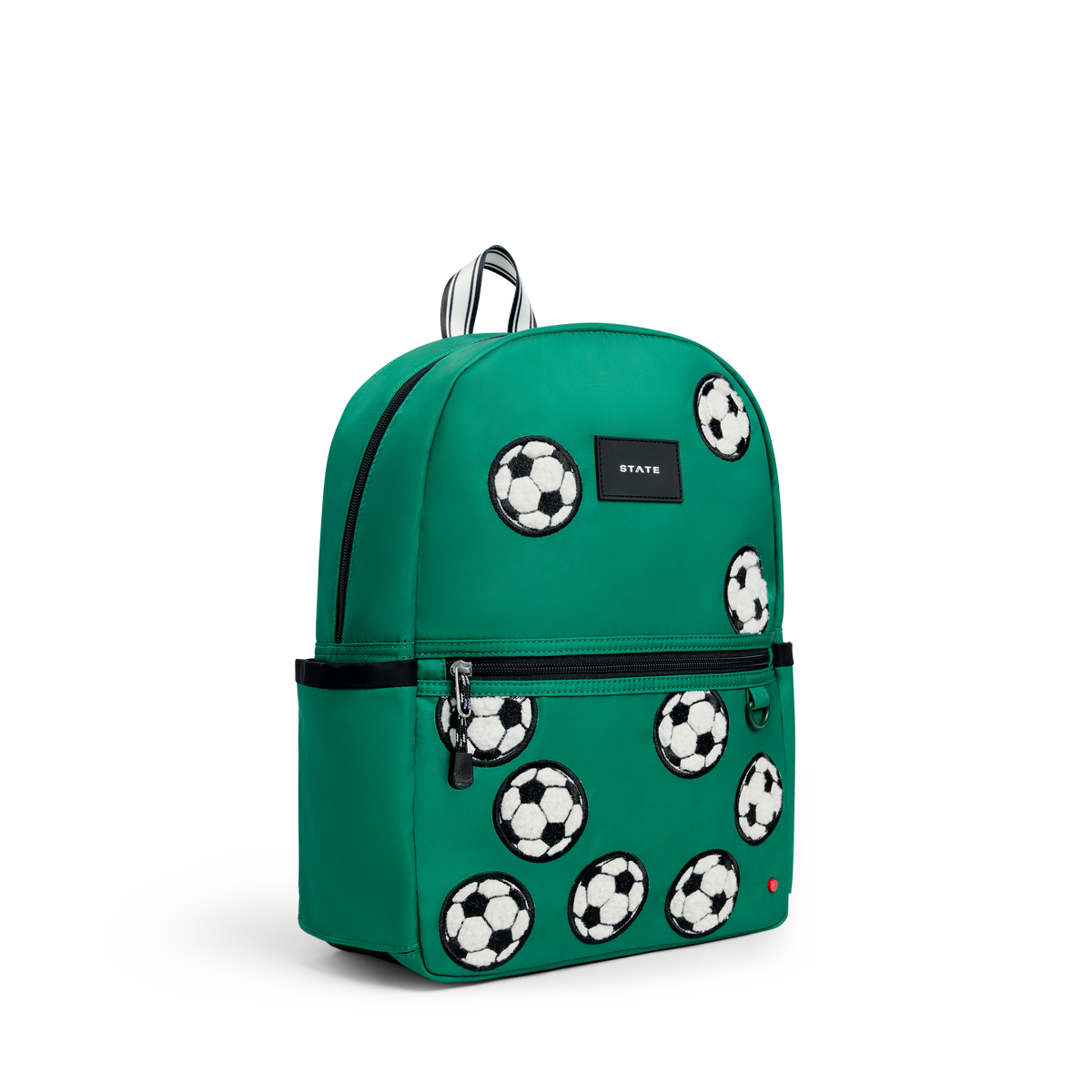 STATE Bags Kane Backpack Fuzzy Soccer Balls Front Side View Click to Zoom