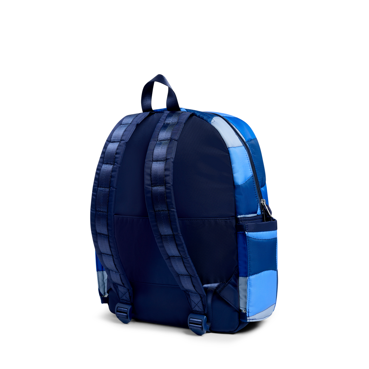 STATE Bags Kane Backpack Blue Puffer Check Back Side View Click to Zoom