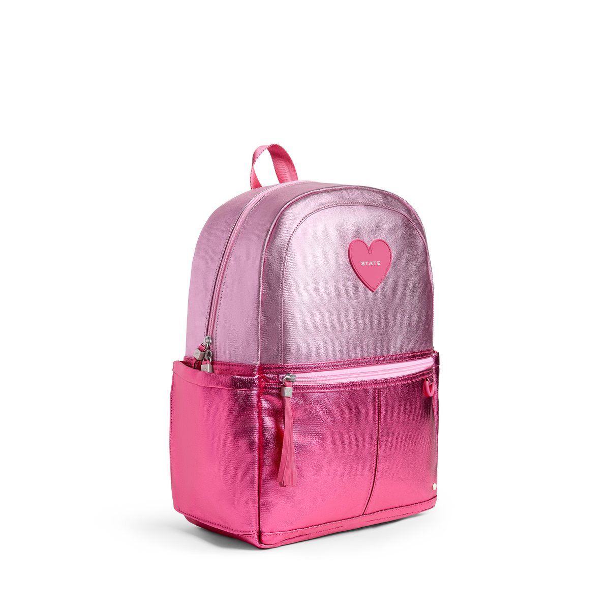 STATE Bags Kane Backpack Metallic Pink/Hot Pink Colorblock Front Side View Click to Zoom