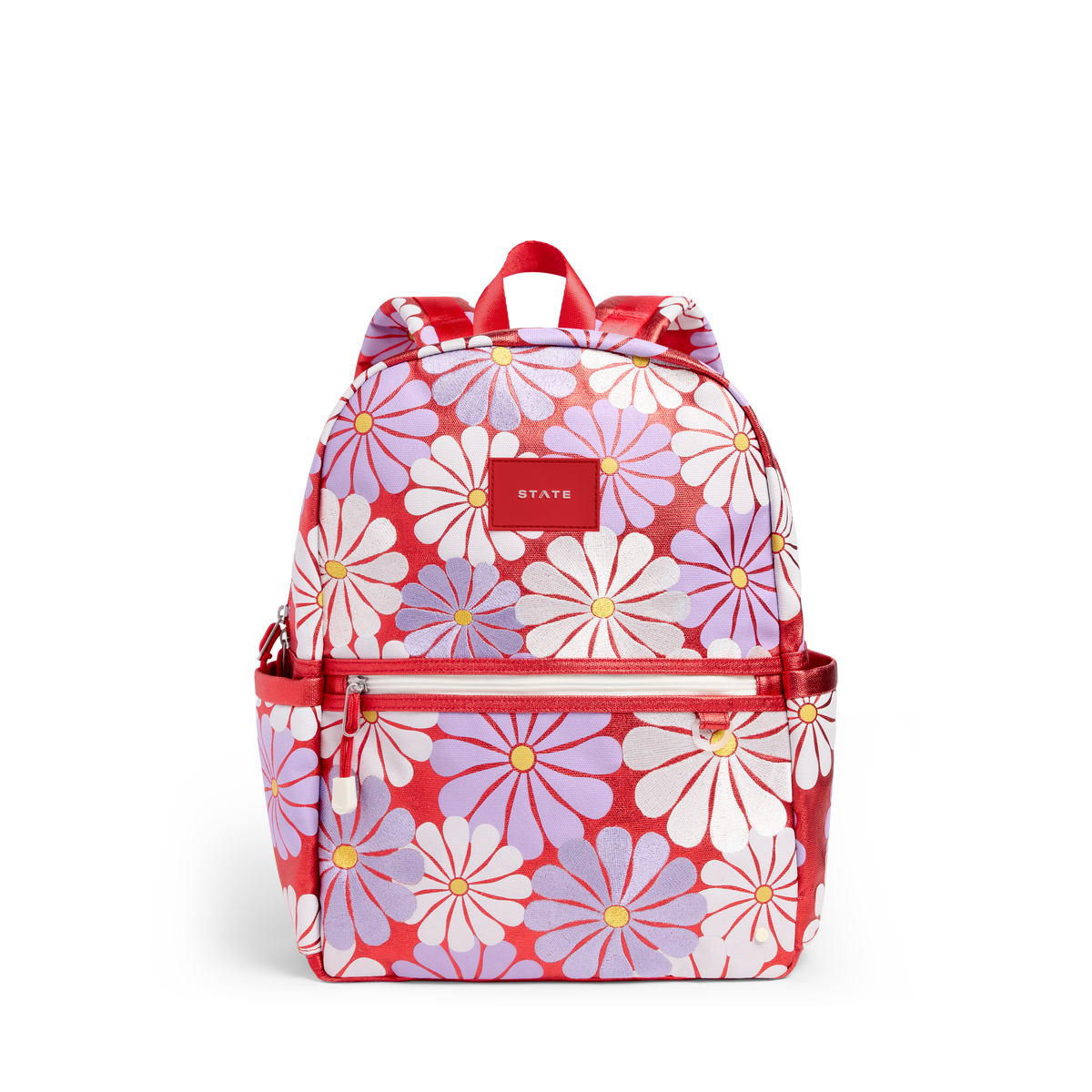 STATE Bags Kane Backpack Metallic Ruby Floral Front View Click to Zoom