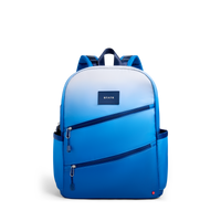 STATE Bags Kane Double Pocket Backpack Blue Gradient Diagonal Zipper Front View Click to Zoom