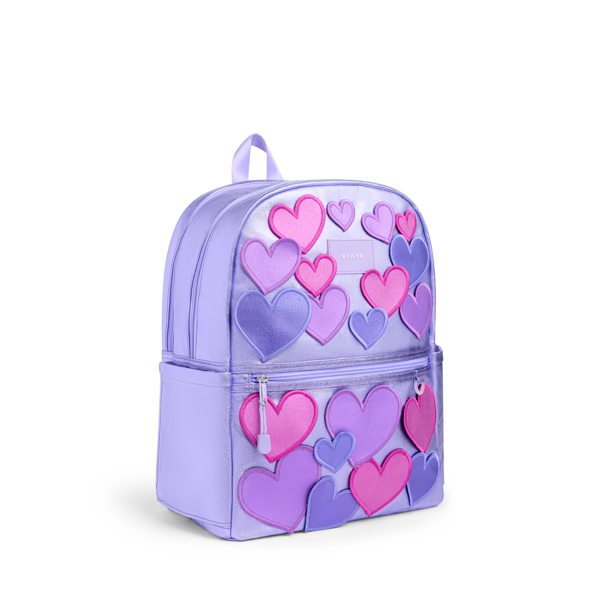 STATE Bags Kane Double Pocket Backpack 3D Hearts Front View Click to Zoom