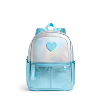 STATE Bags Kane Double Pocket Backpack Metallic Blue Iridescent Front View Click to Zoom