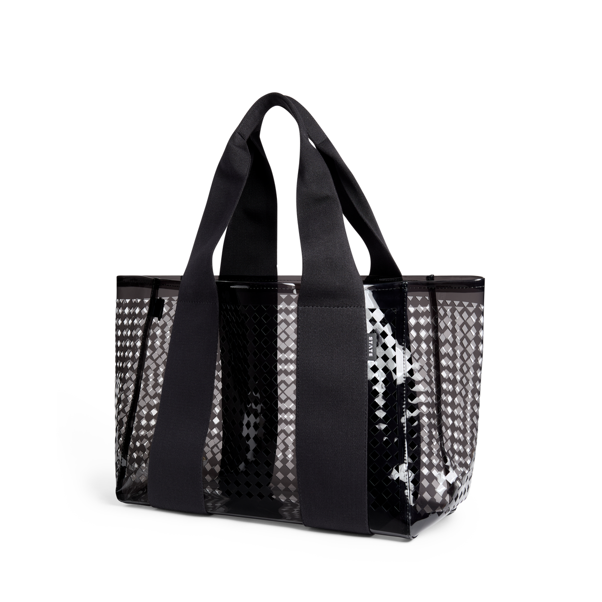 STATE Bags Wellington Cabana Tote Black Clear Back Side View Click to Zoom