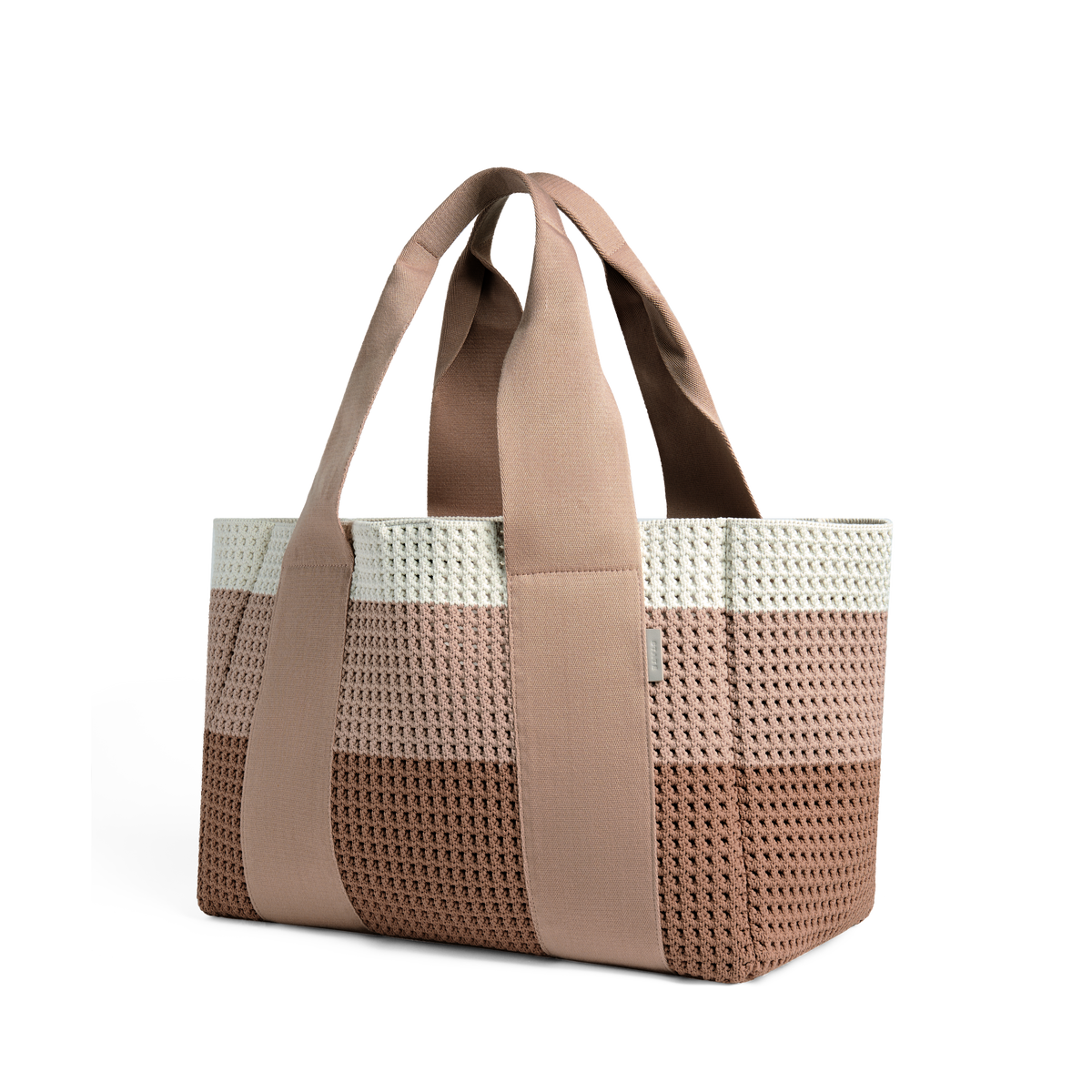 STATE Bags Wellington Cabana Tote Knit Neutral Stripe Back View Click to Zoom