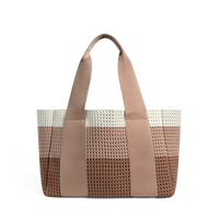 STATE Bags Wellington Cabana Tote Knit Neutral Stripe Front View Click to Zoom
