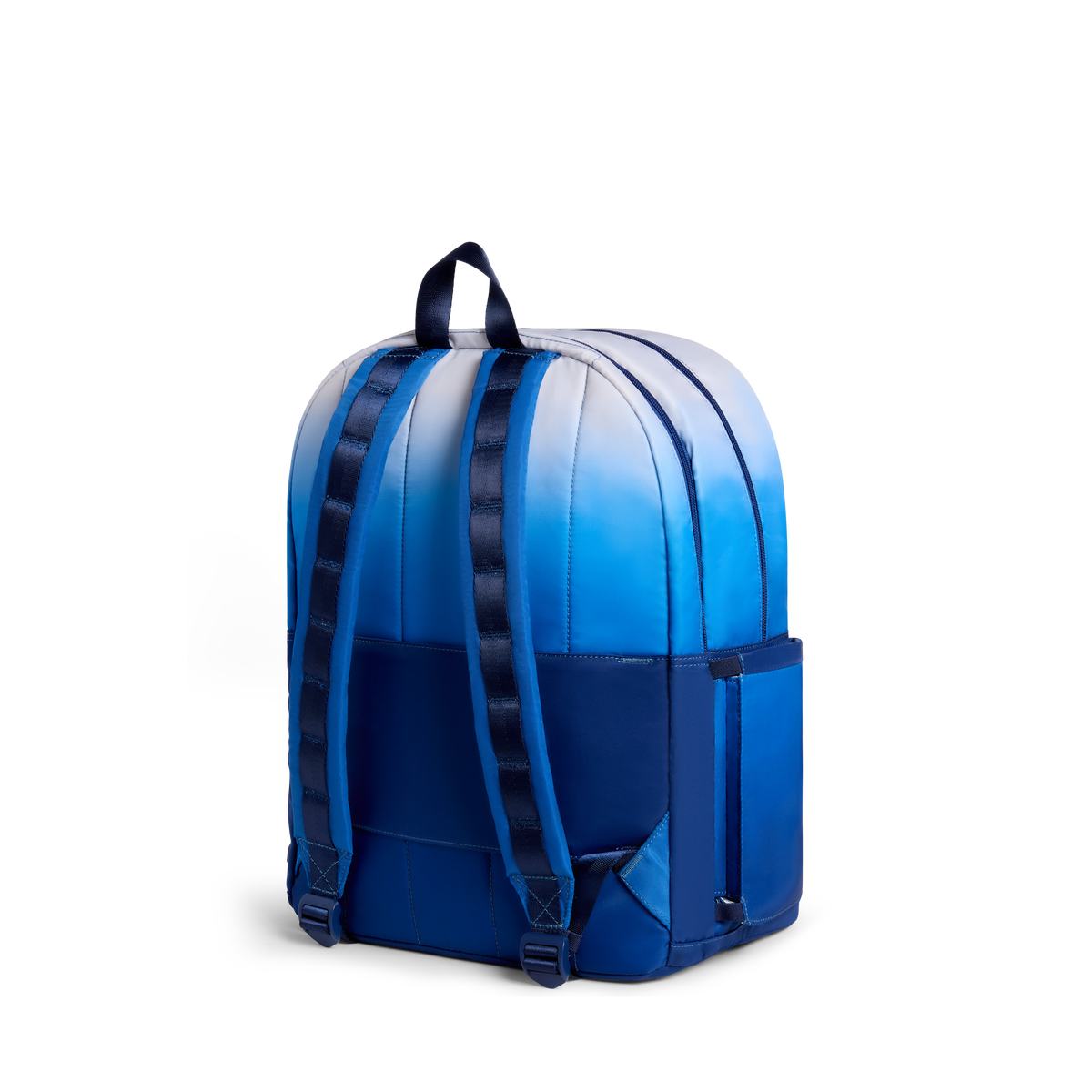 STATE Bags Kane Double Pocket Backpack Blue Gradient Diagonal Zipper Back View Click to Zoom