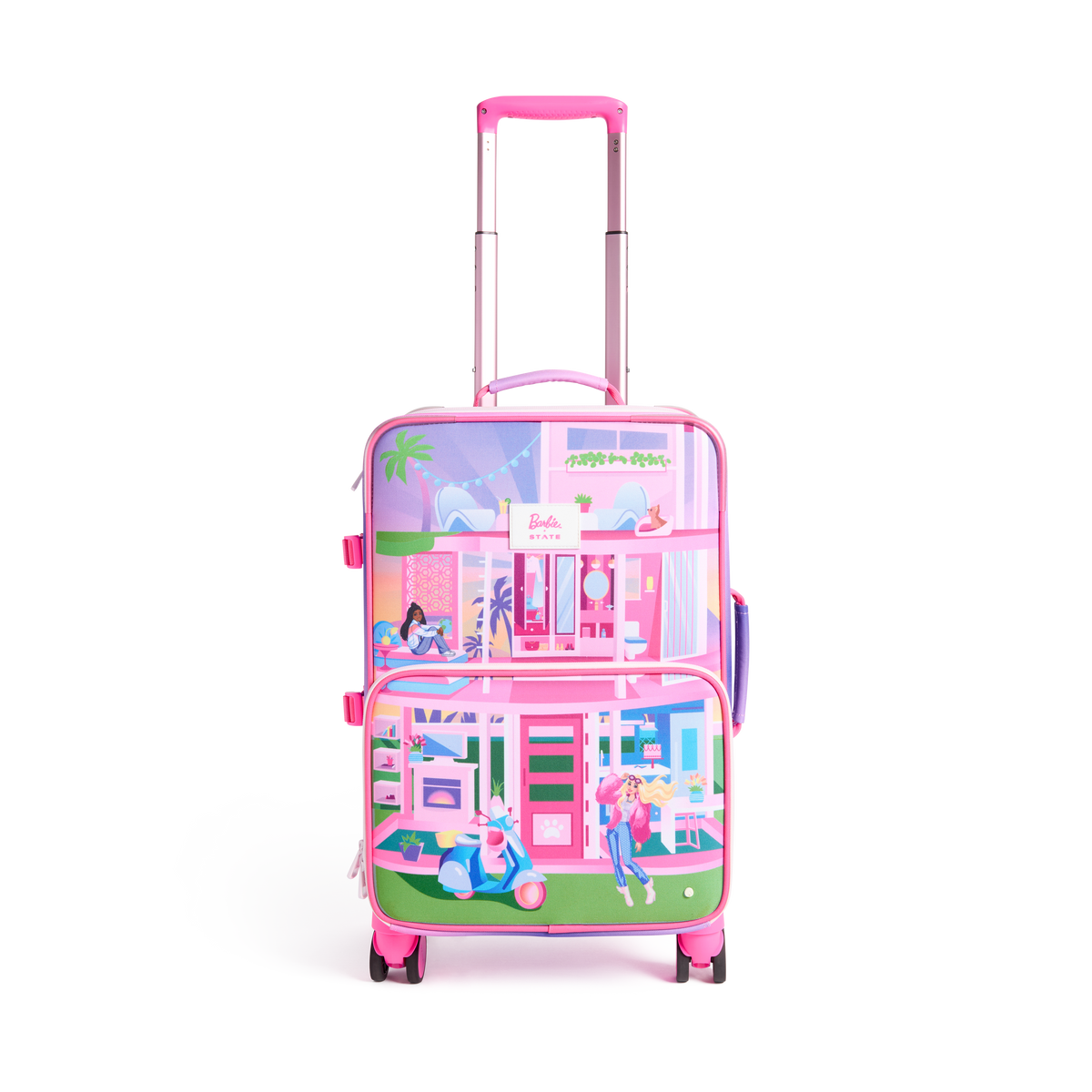 STATE x Barbie Logan Carry-On Suitcase in Barbie's House Front View Click to Zoom