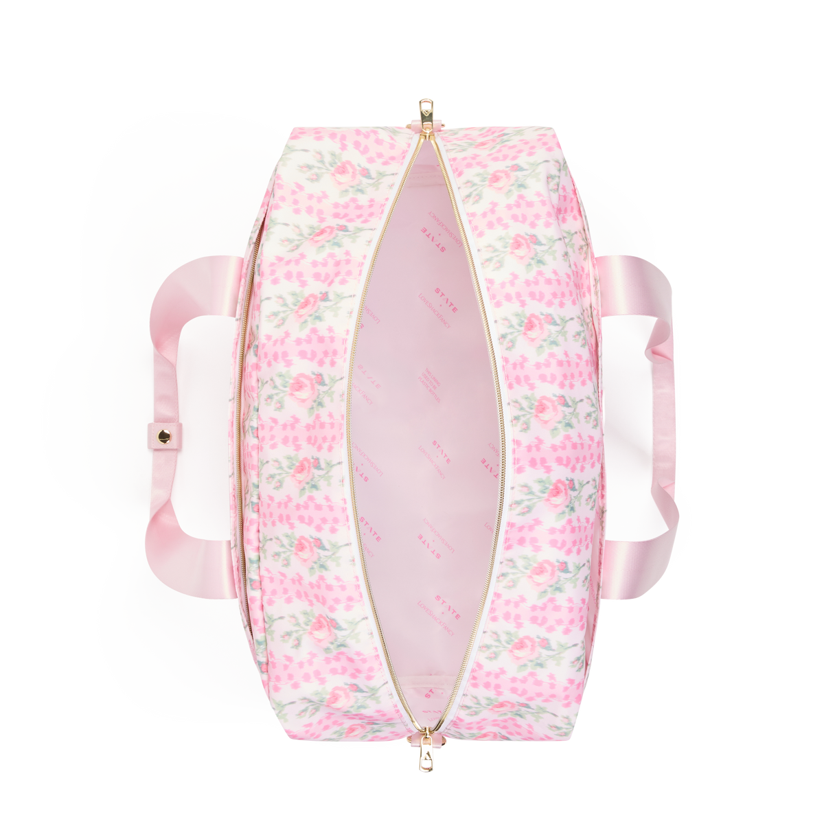 STATE x LoveShackFancy Wellington Weekender Nylon Blooming Heirloom Interior View Click to Zoom