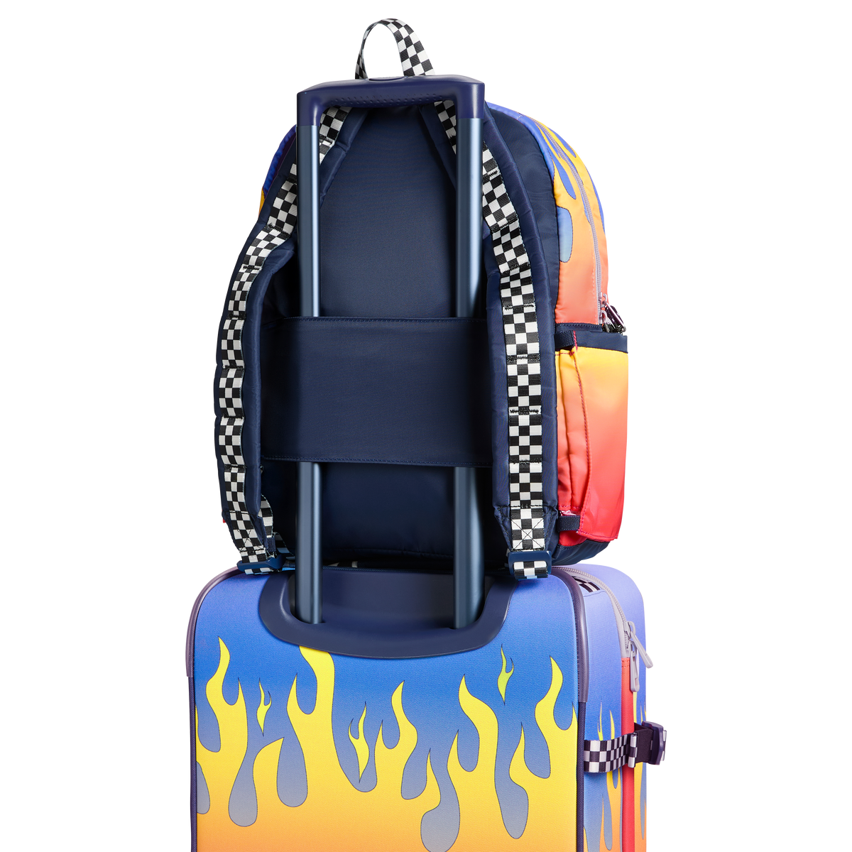 STATE Bags x Hot Wheels Kane Double Pocket Backpack Hot Wheels Flames Back View Click to Zoom