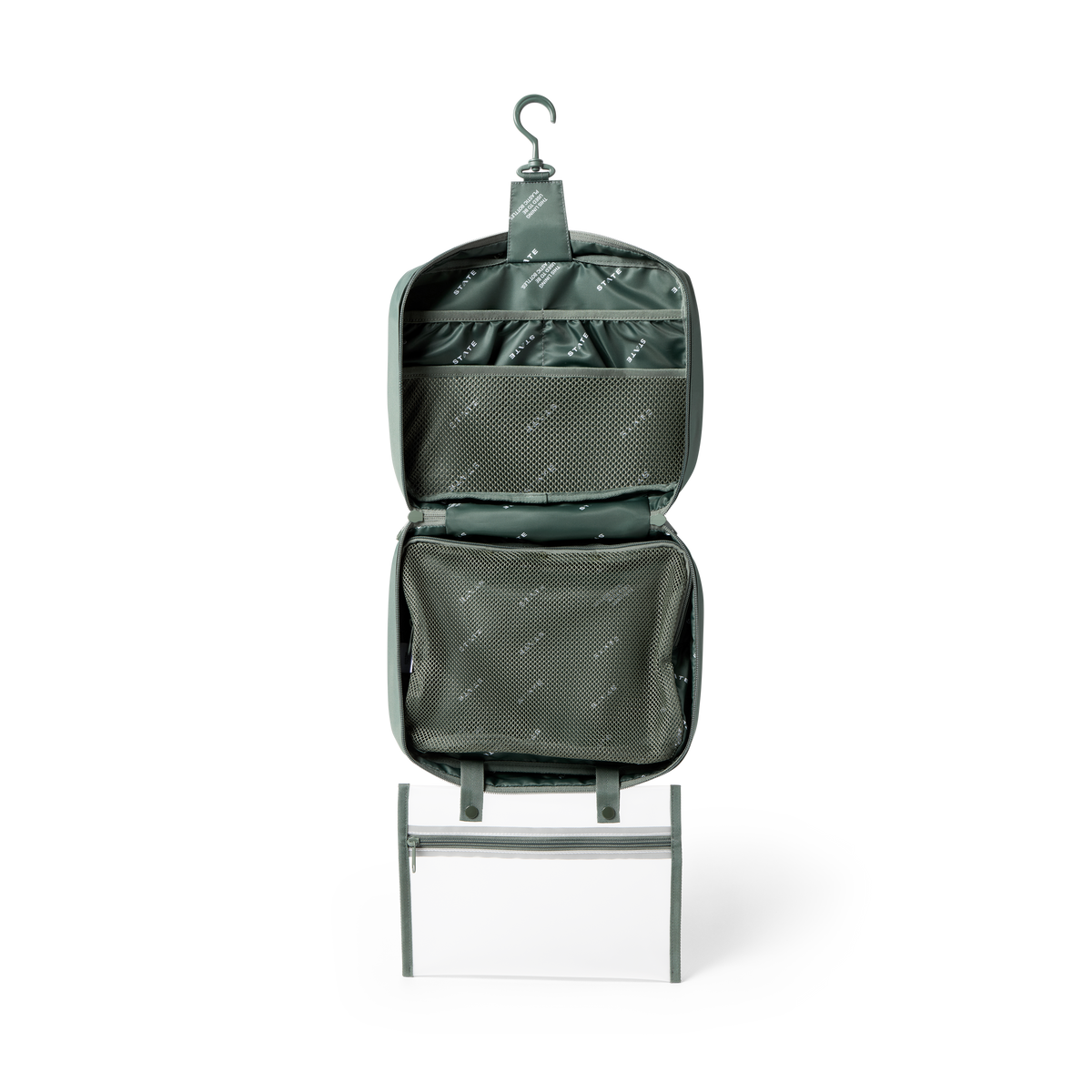 STATE Bags Bensen Toiletry Kit Large Olive Interior View Click to Zoom