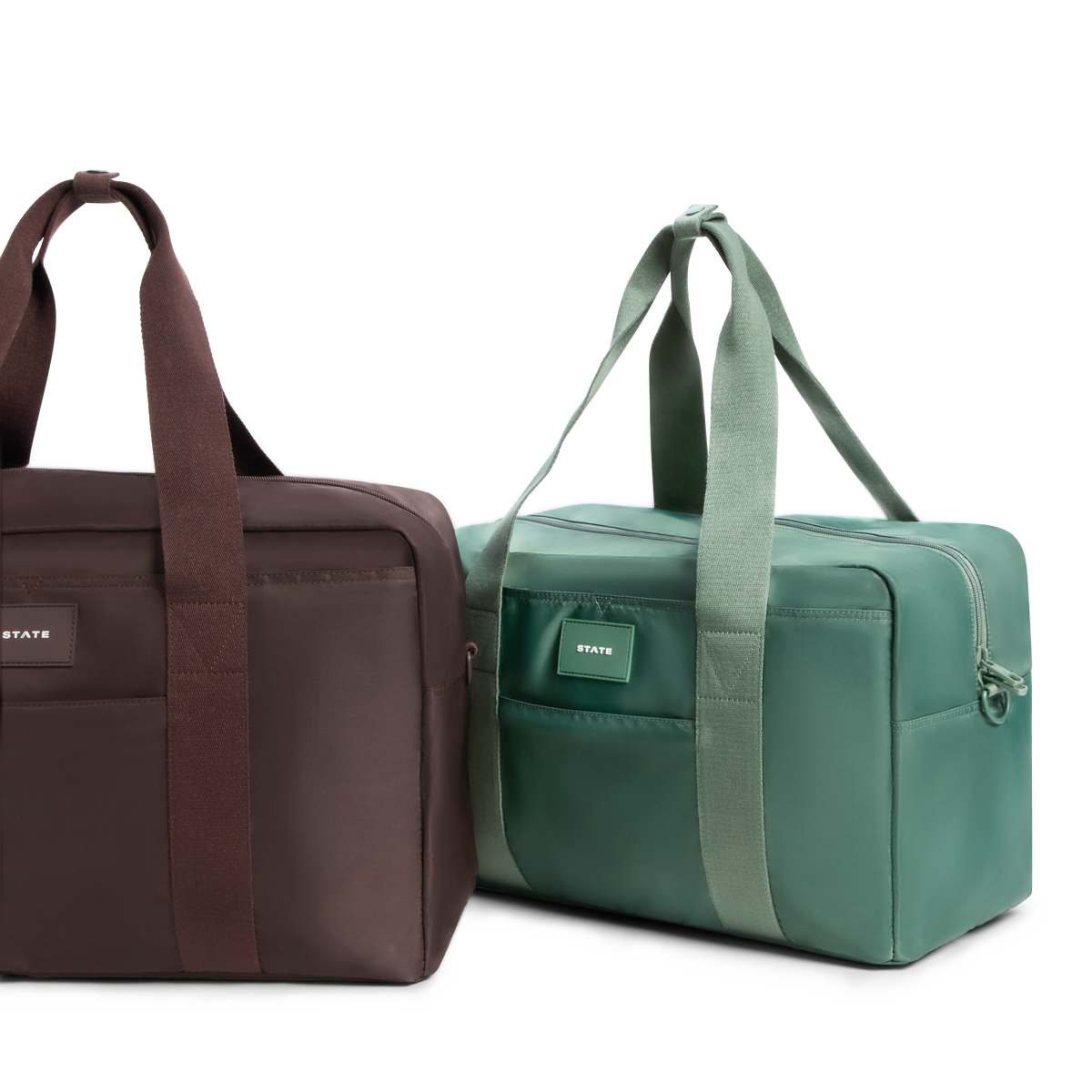 STATE Bags Wellington weekender regular and medium next to eachother