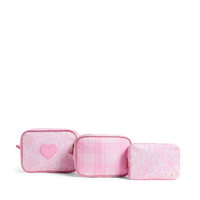 STATE x LoveShackFancy Travel Pouch Set of Three Pink Vanilla Front View Click to Zoom